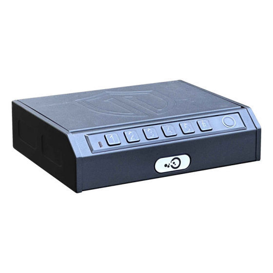 Small size digital fingerprint combination lock steel material top opening hand-gun safe box