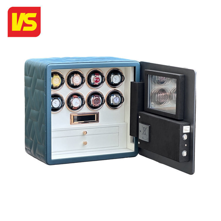 Weierxin microfiber leather 8 watch winders digital fingerprint deposit safe box